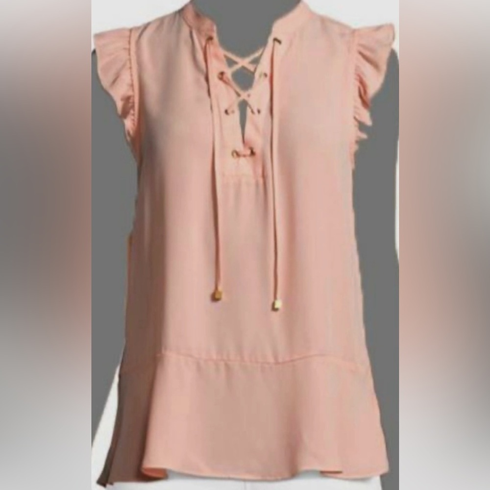 Michael Kors Lace Up Pink Blouse